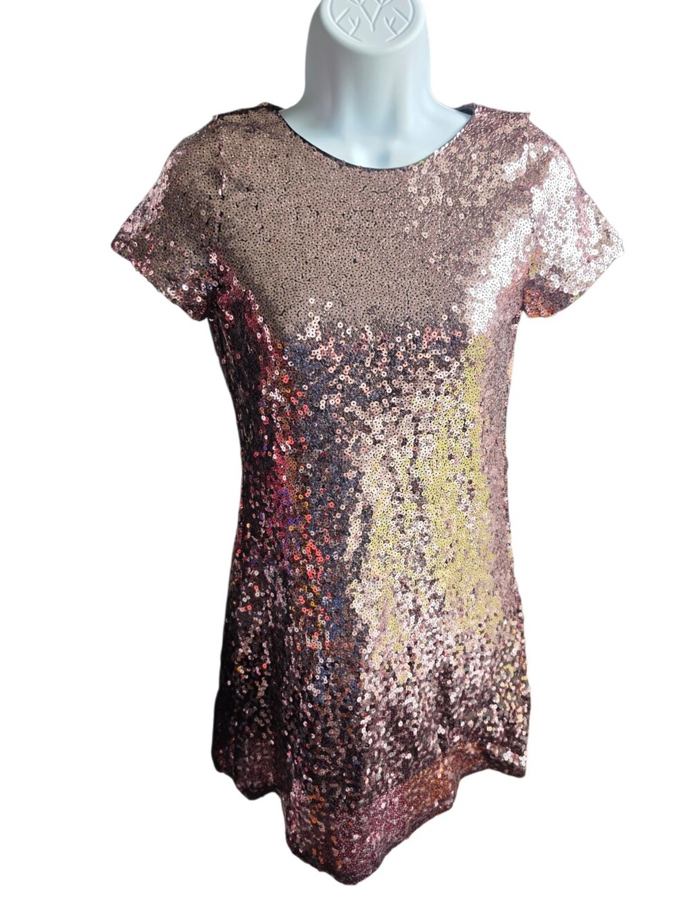 Trixxi Girl Dark Silver Sequin Shift Dress Size 12